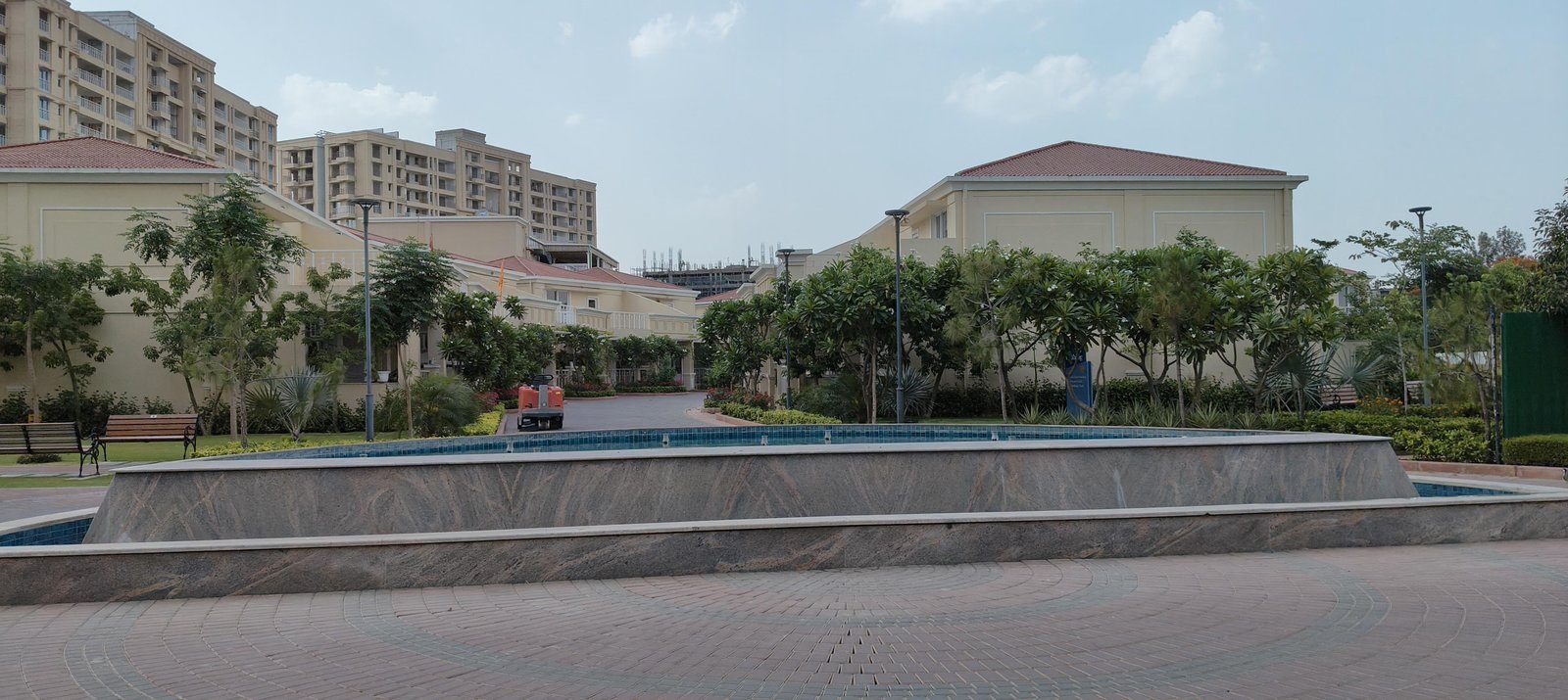 Decorative water feature inside the community